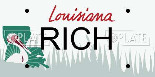 RICH Louisiana License Plate