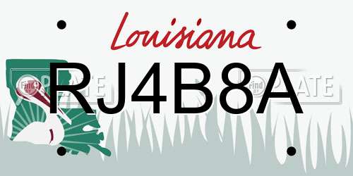 RJ4B8A Louisiana License Plate