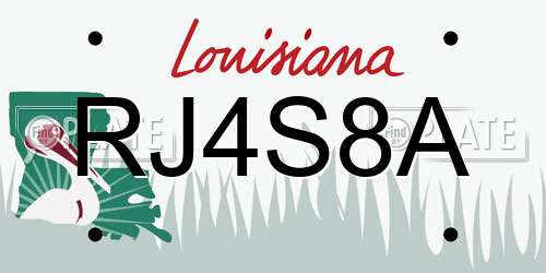 RJ4S8A Louisiana License Plate
