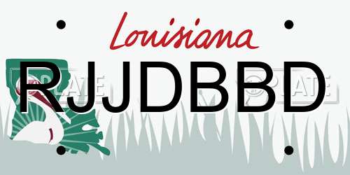RJJDBBD Louisiana License Plate