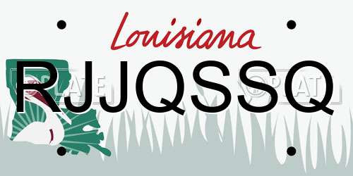 RJJQSSQ Louisiana License Plate