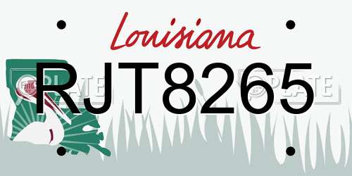 RJT8265 Louisiana License Plate