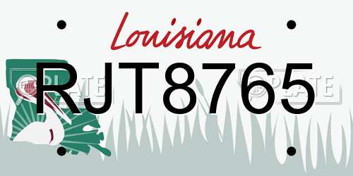 RJT8765 Louisiana License Plate