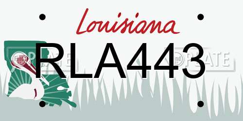 RLA443 Louisiana License Plate