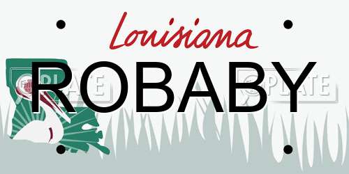 ROBABY Louisiana License Plate