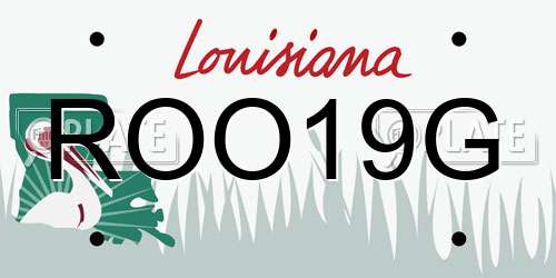 ROO19G Louisiana License Plate