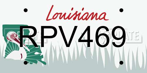 RPV469 Louisiana License Plate
