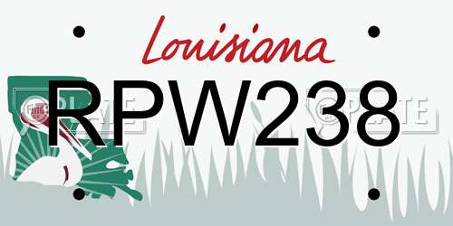 RPW238 Louisiana License Plate