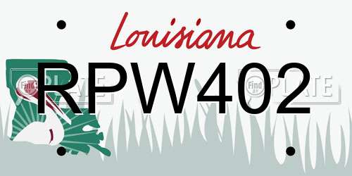 RPW402 Louisiana License Plate