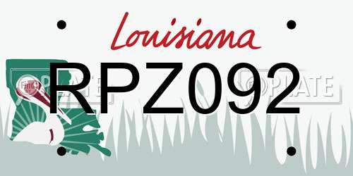 RPZ092 Louisiana License Plate
