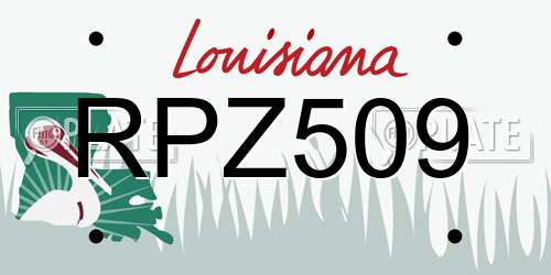 RPZ509 Louisiana License Plate