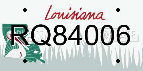 RQ84006 Louisiana License Plate