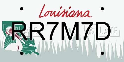 RR7M7D Louisiana License Plate