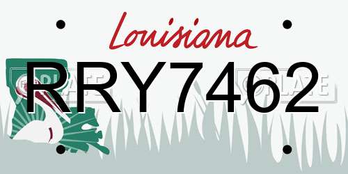 RRY7462 Louisiana License Plate