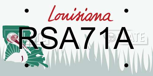 RSA71A Louisiana License Plate
