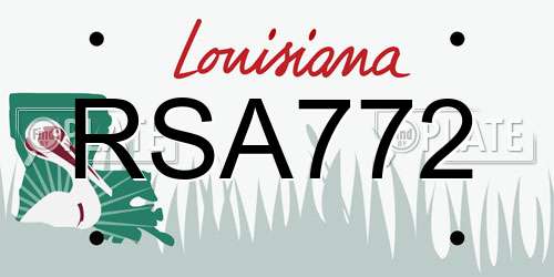 RSA772 Louisiana License Plate