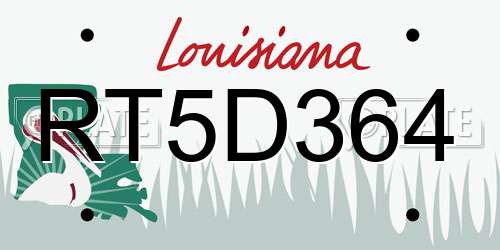 RT5D364 Louisiana License Plate