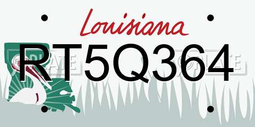 RT5Q364 Louisiana License Plate