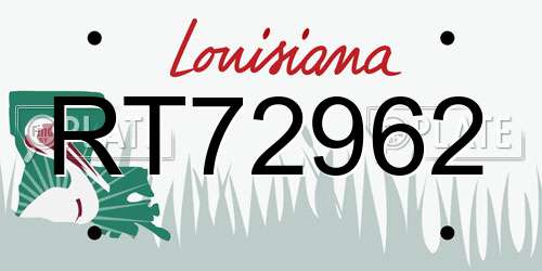 RT72962 Louisiana License Plate