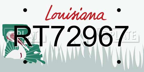 RT72967 Louisiana License Plate