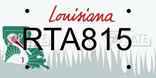 RTA815 Louisiana License Plate