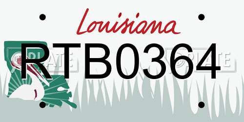 RTB0364 Louisiana License Plate