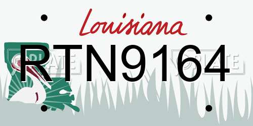 RTN9164 Louisiana License Plate