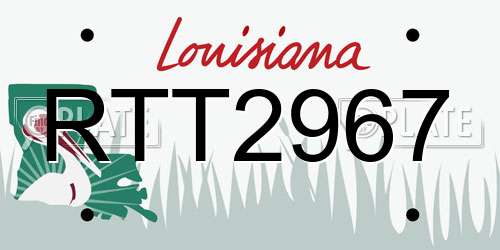 RTT2967 Louisiana License Plate