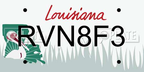 RVN8F3 Louisiana License Plate