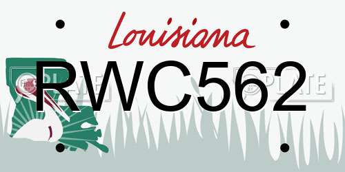 RWC562 Louisiana License Plate