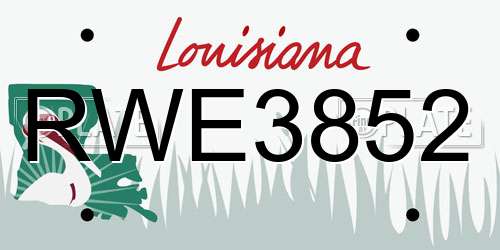 RWE3852 Louisiana License Plate