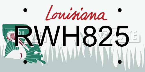 RWH825 Louisiana License Plate