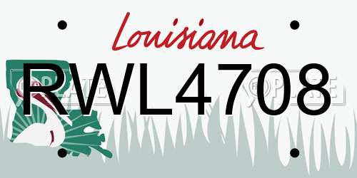 RWL4708 Louisiana License Plate