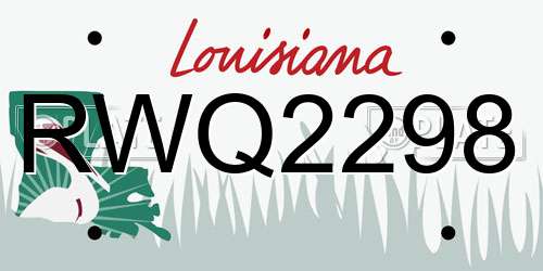 RWQ2298 Louisiana License Plate