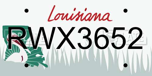 RWX3652 Louisiana License Plate