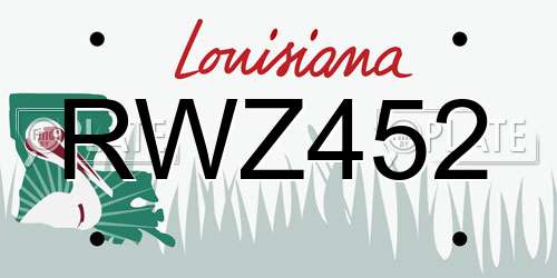 RWZ452 Louisiana License Plate