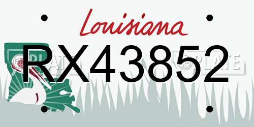 RX43852 Louisiana License Plate