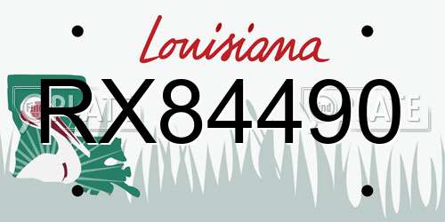 RX84490 Louisiana License Plate