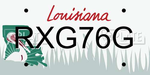 RXG76G Louisiana License Plate