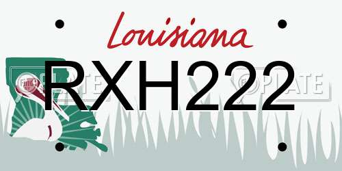 RXH222 Louisiana License Plate