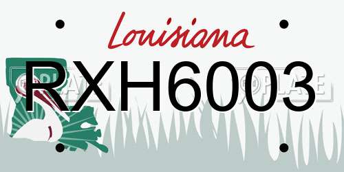 RXH6003 Louisiana License Plate
