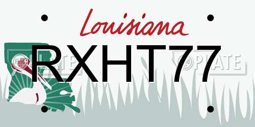 RXHT77 Louisiana License Plate