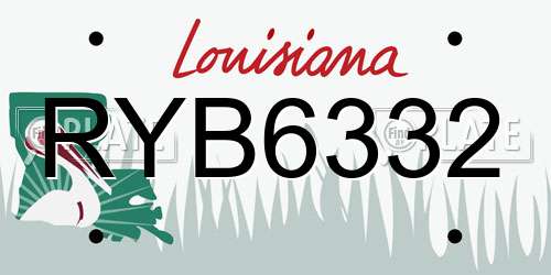 RYB6332 Louisiana License Plate