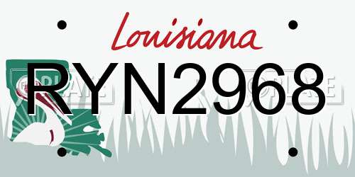 RYN2968 Louisiana License Plate