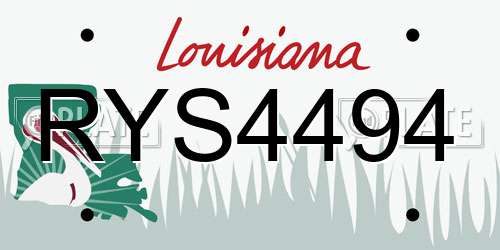 RYS4494 Louisiana License Plate