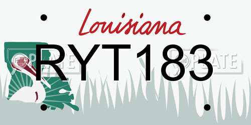 RYT183 Louisiana License Plate