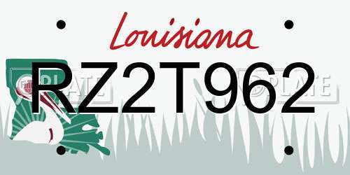 RZ2T962 Louisiana License Plate