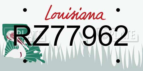 RZ77962 Louisiana License Plate