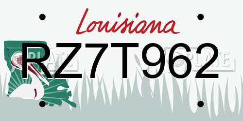 RZ7T962 Louisiana License Plate
