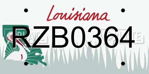 RZB0364 Louisiana License Plate
